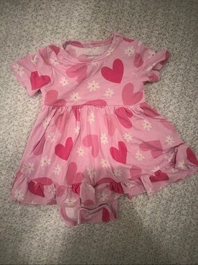 Posh Peanut Pink Heart & Daisy Baby Dress 6-12 months